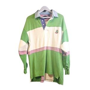 Halifax Men's Rugby Colorblock Thrashed Polo  Long Sleeve Cotton L
